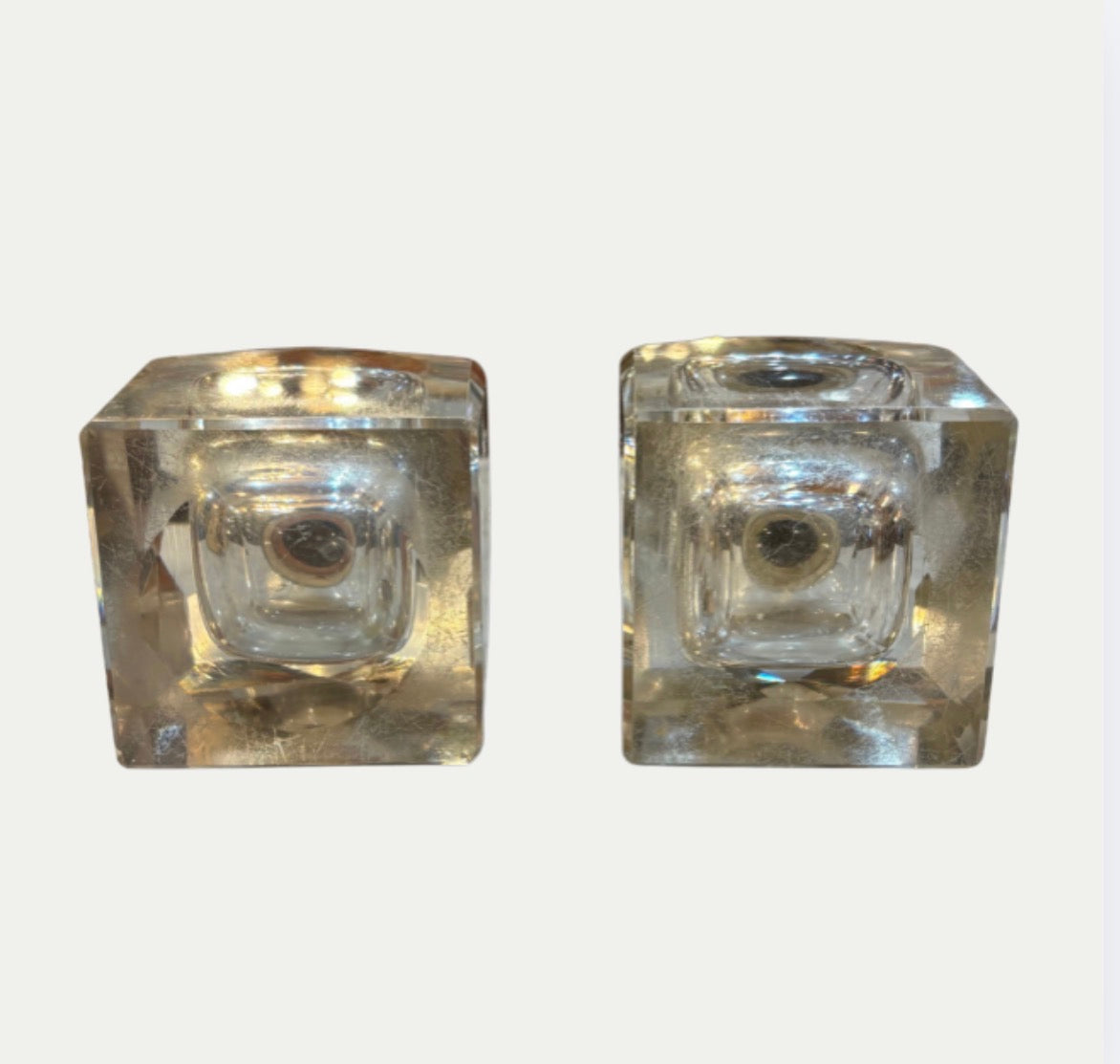 Antique Cut Glass Inkwells With Ormolu Lids