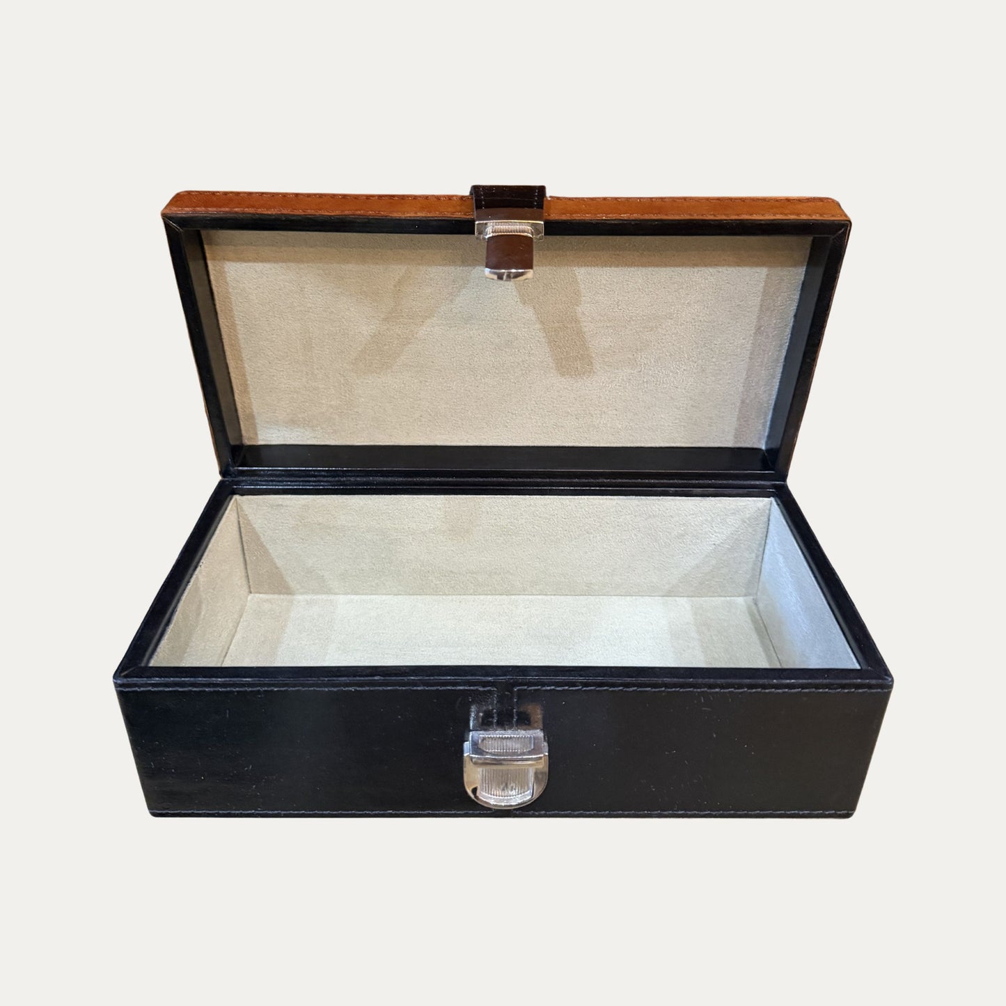 Black/Brown Two Tone Leather Box (medium)