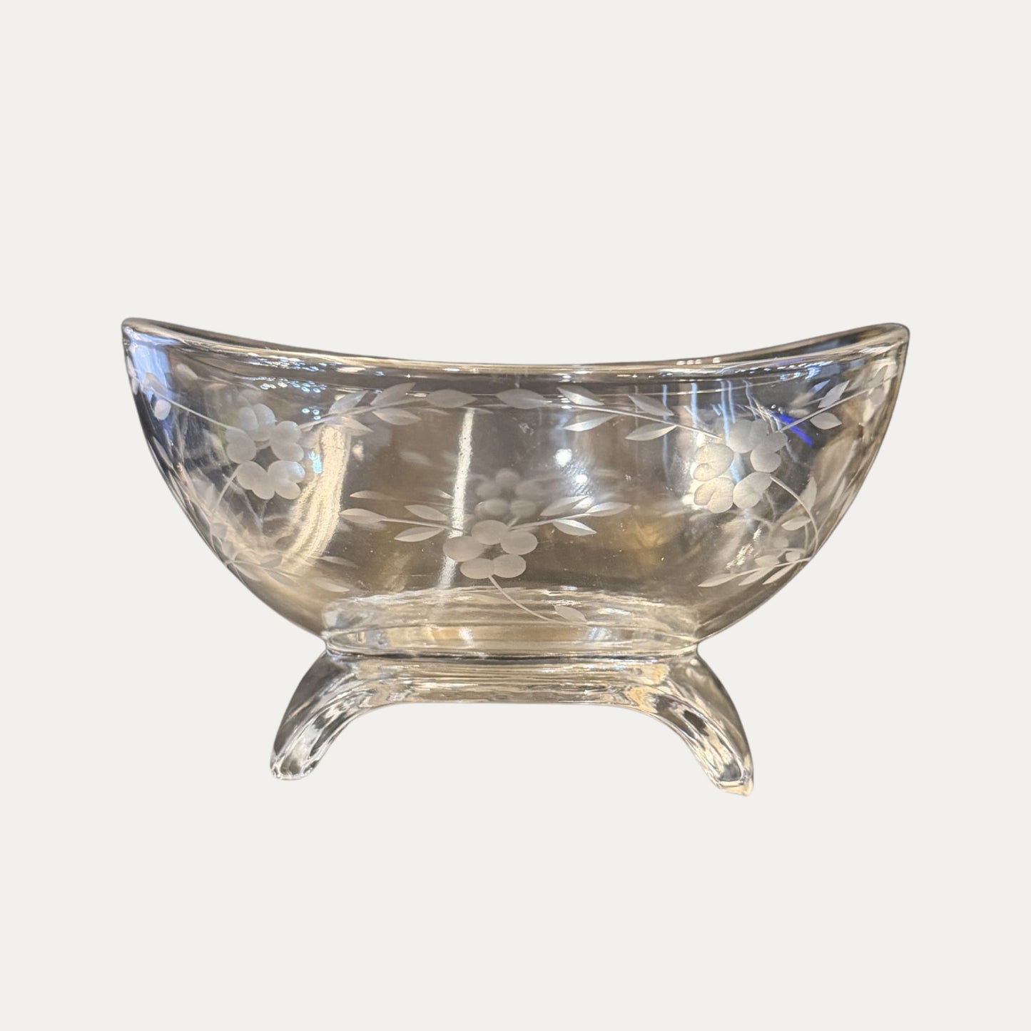 Etched Glass Gravy/Dipping Bowl