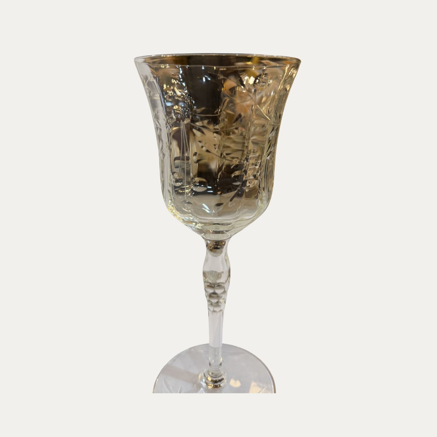 Vintage Etched Wine Goblets