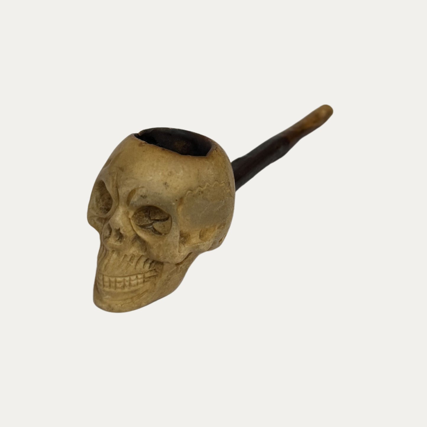 Antique 1900's Memento Mori Meerchaum Skull Pipe