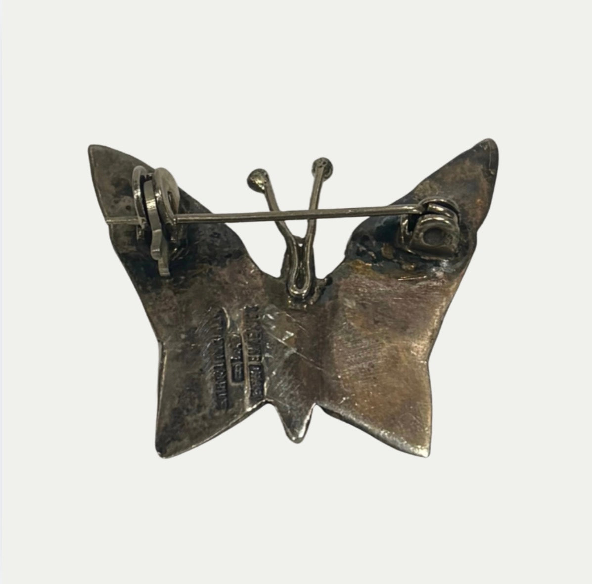 Vintage Sterling Silver & Mother Of Pearl Butterfly Brooch