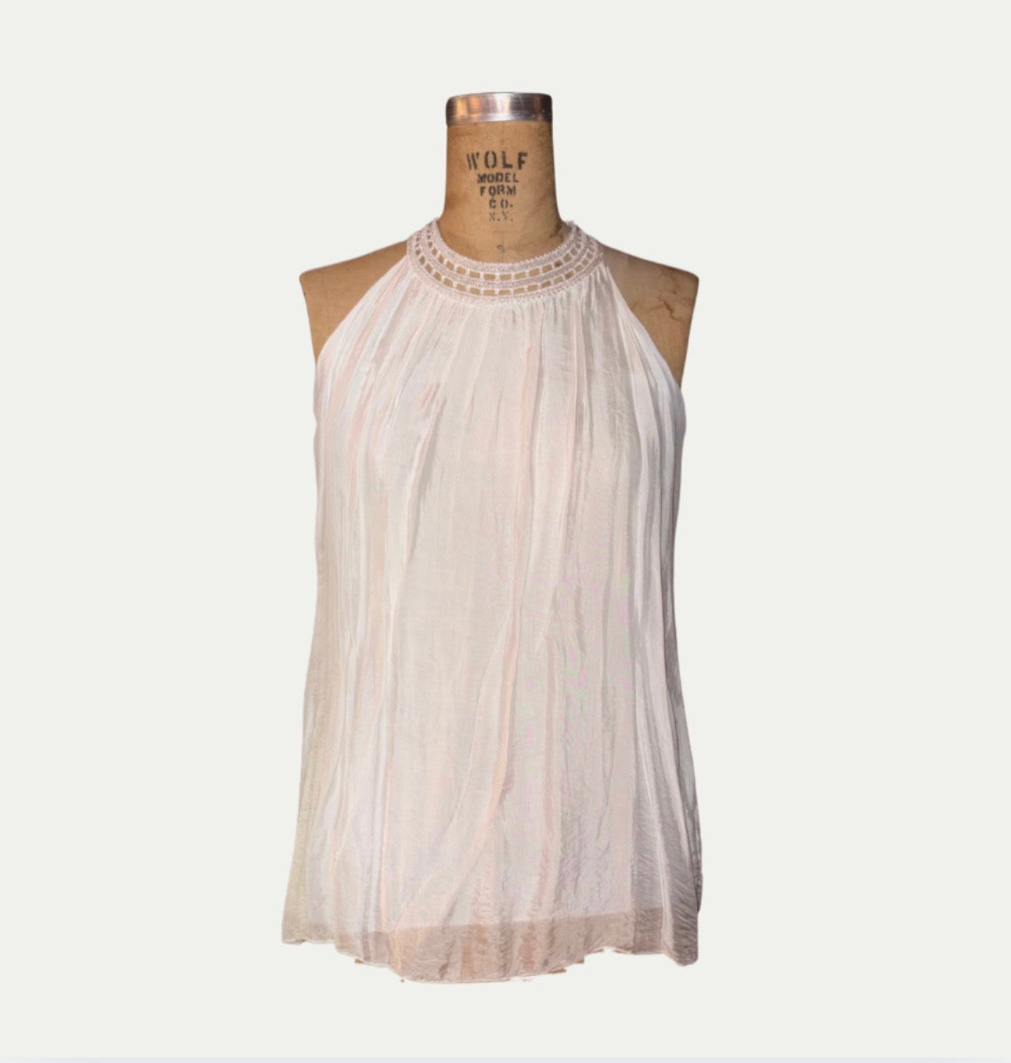 White Greek Style High Neck Blouse (Size S)