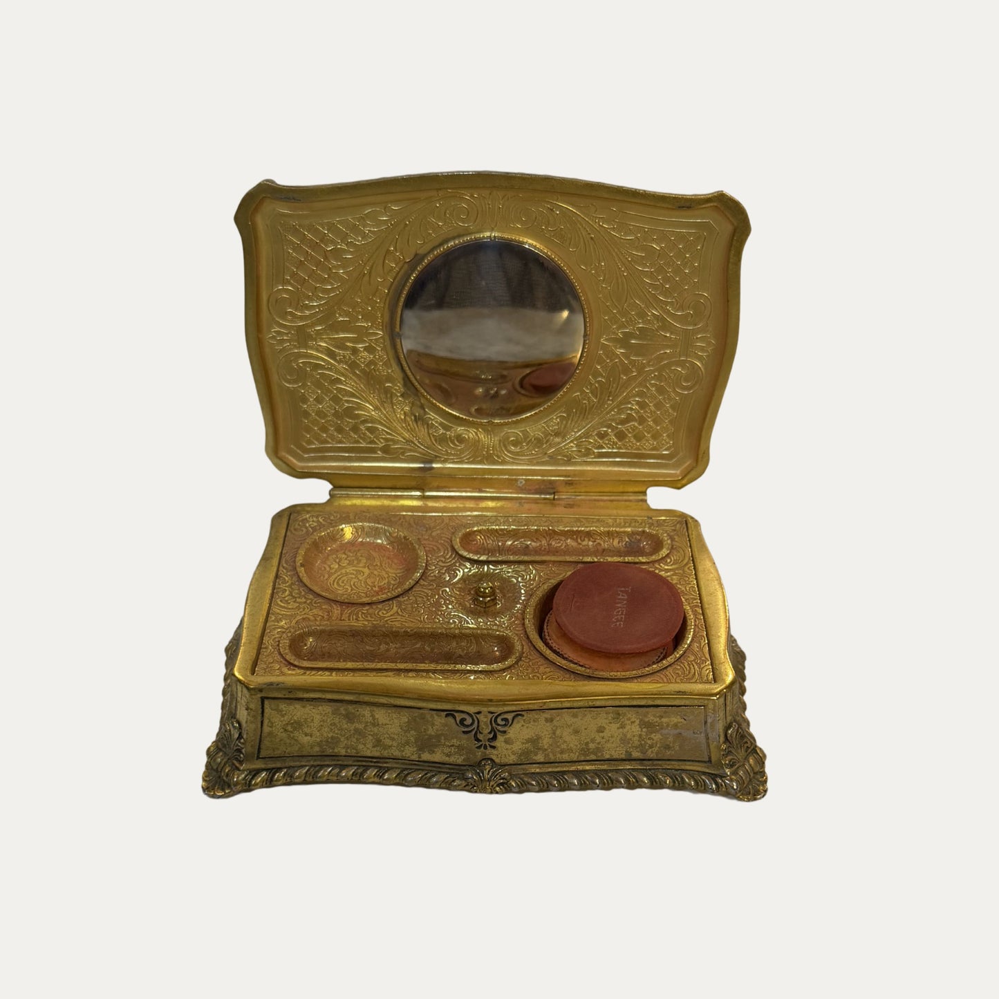 Glass/Brass Fox Hunting Ladies Compact