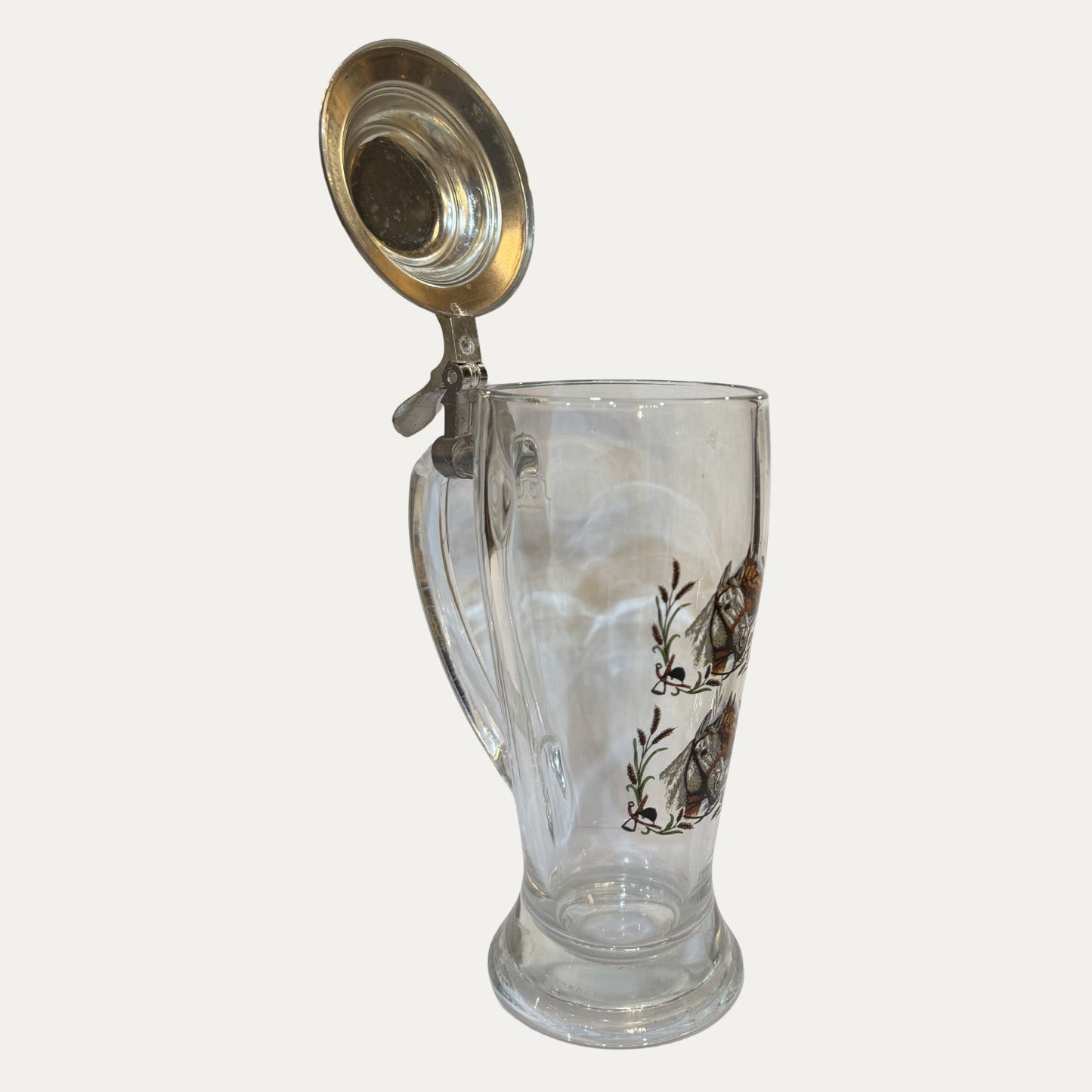 Vintage Glass Horse Beer Stein
