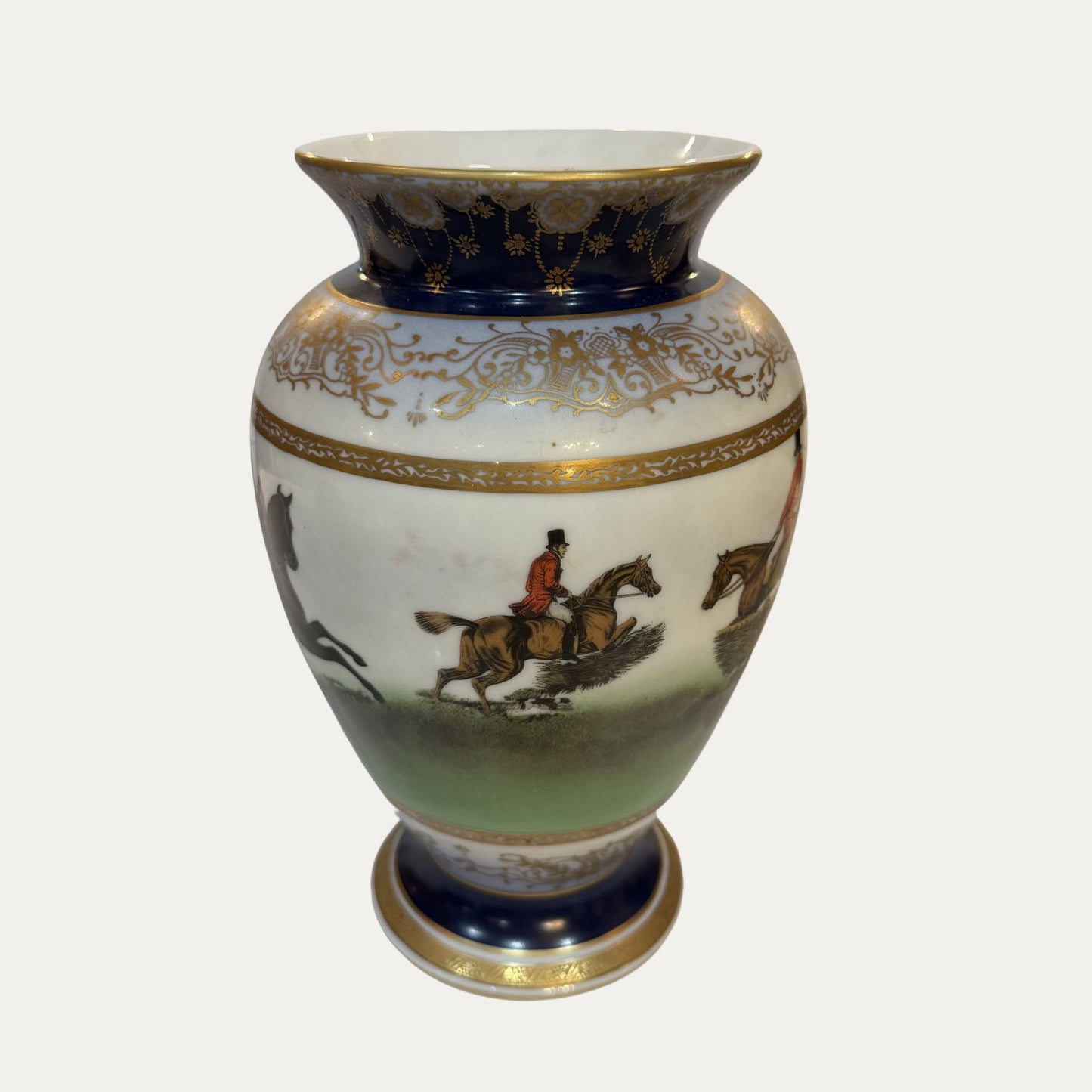Vintage 20th Century Porcelain Limoges Hunt Scene Vase