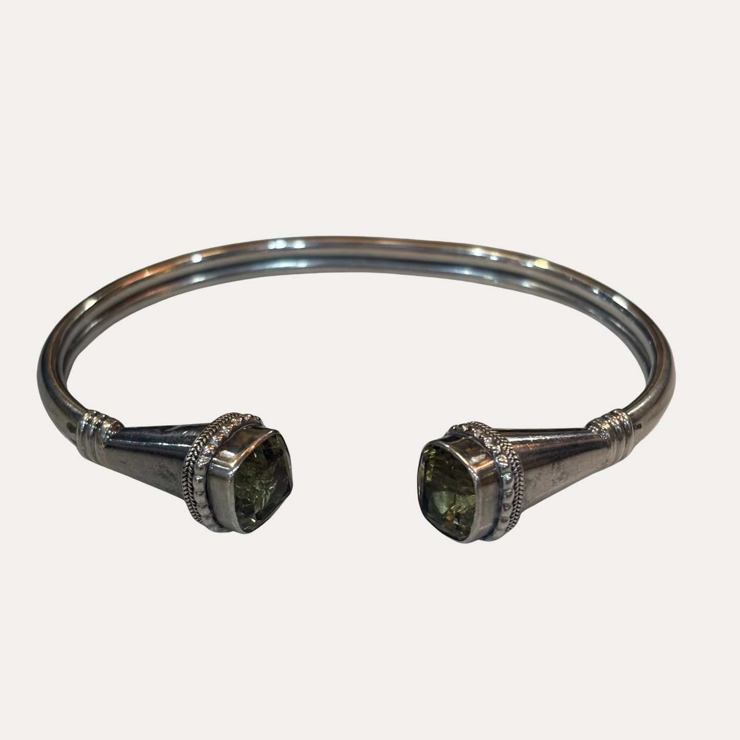 Vintage Sterling Silver And Smokey Quartz Bracelet
