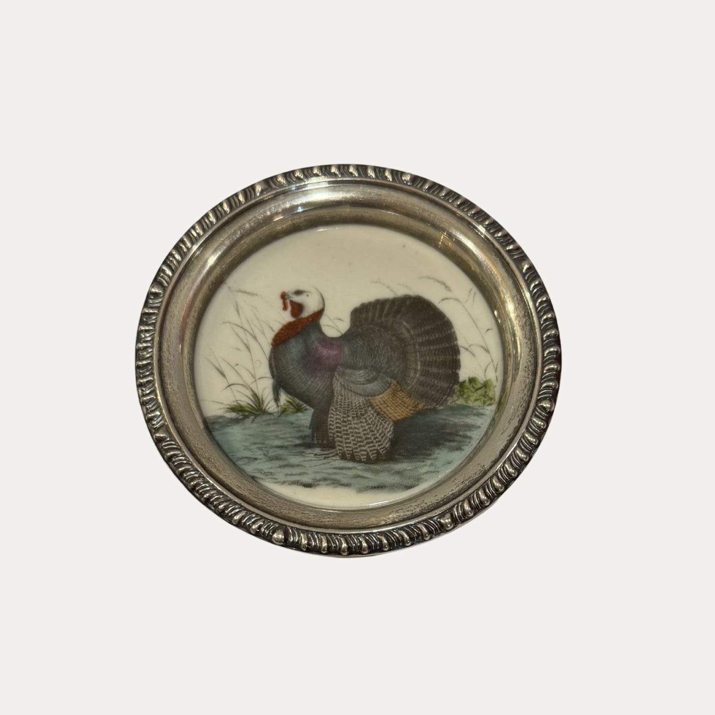 Antique Sterling Silver Frank M Whiting Wild Bird Coaster