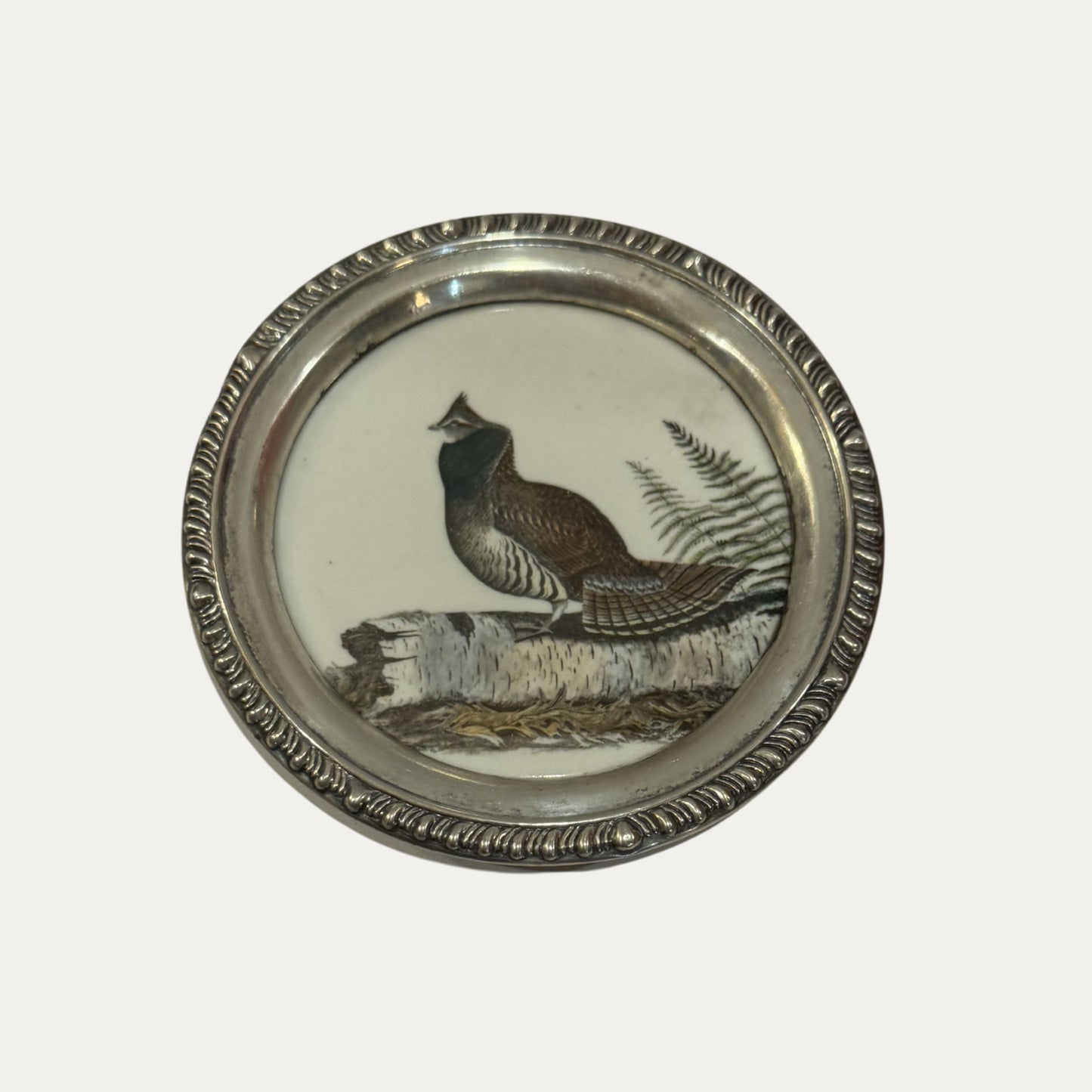 Antique Sterling Silver Frank M Whiting Wild Bird Coaster