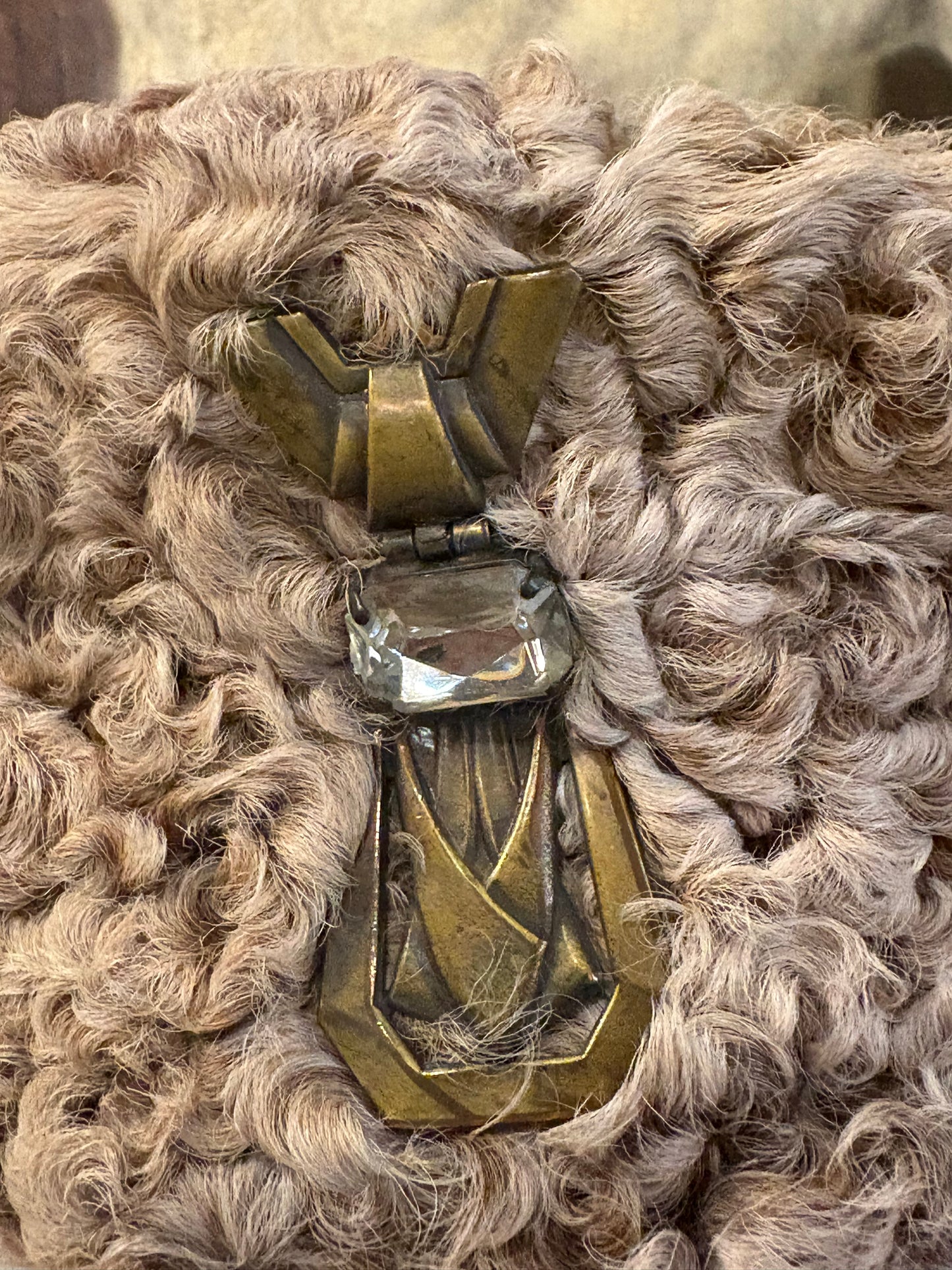 Vintage Fredrick Fox Curly Lamb Hat With Brass Detail