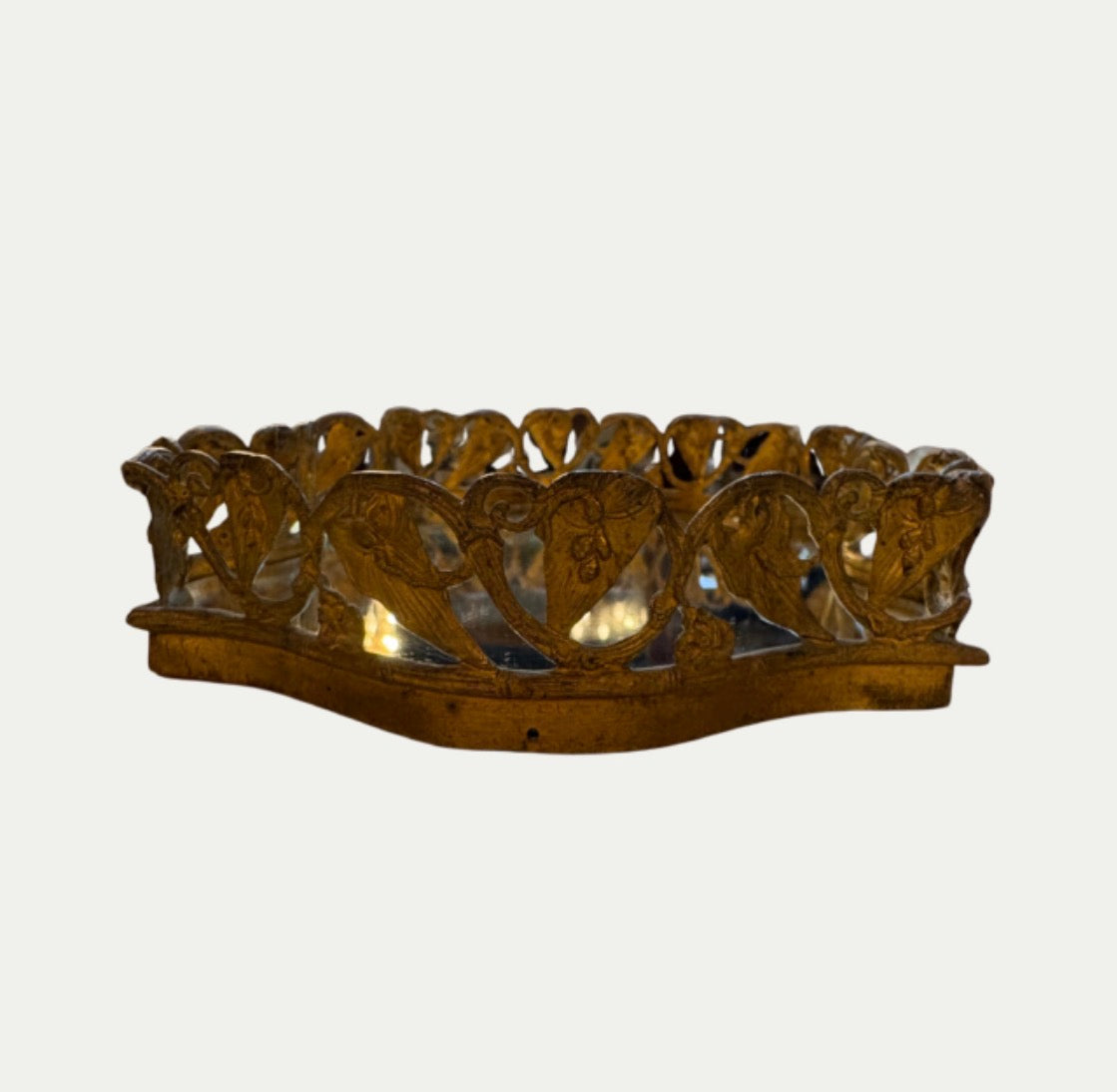 Antique Gold Filigree Rococo Mirrored Dressing Tray
