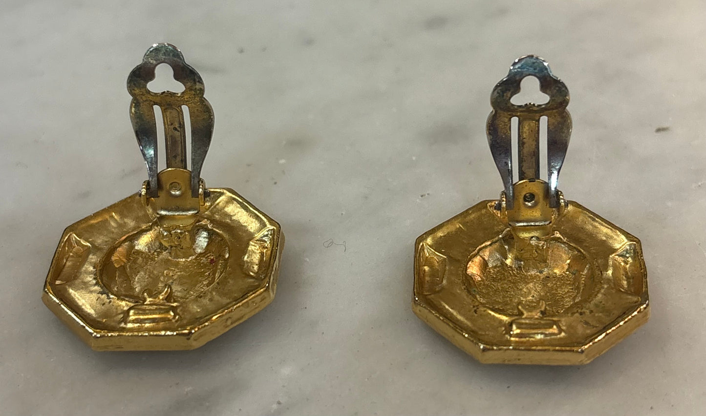 Vintage Gold Medallion Coin Earrings.