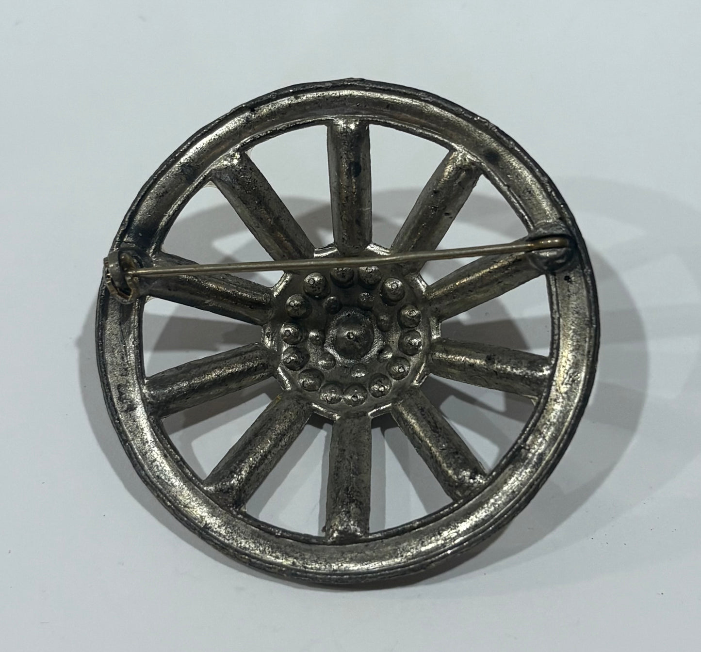Antique 1920s Art Deco Rainbow Glass Wheel Brooch