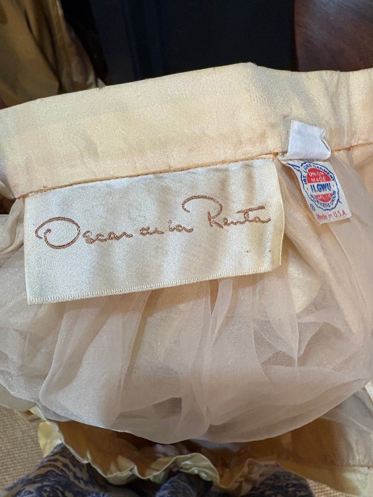 Vintage Oscar De La Renta Yellow Satin Maxi Skirt (Size 6)