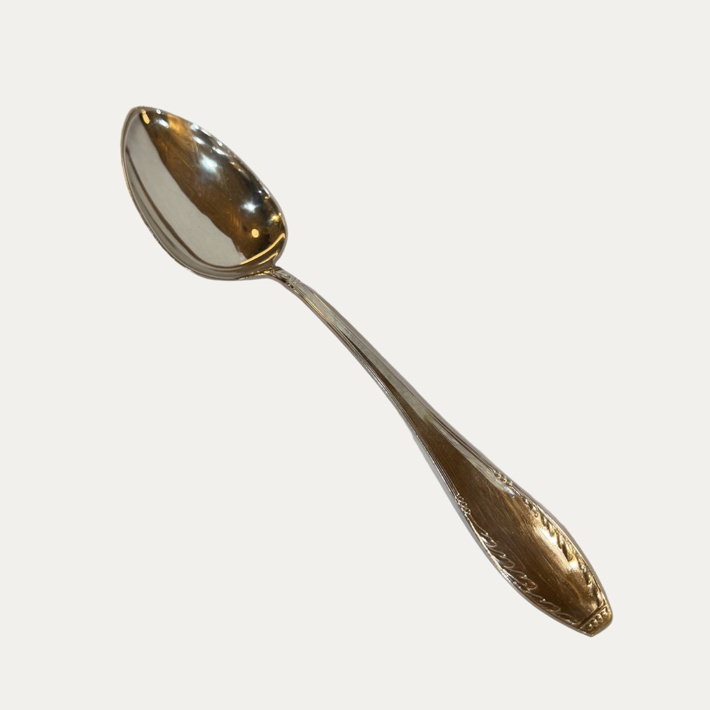 Antique English Engraved Silver Plate Stuffing Spoon