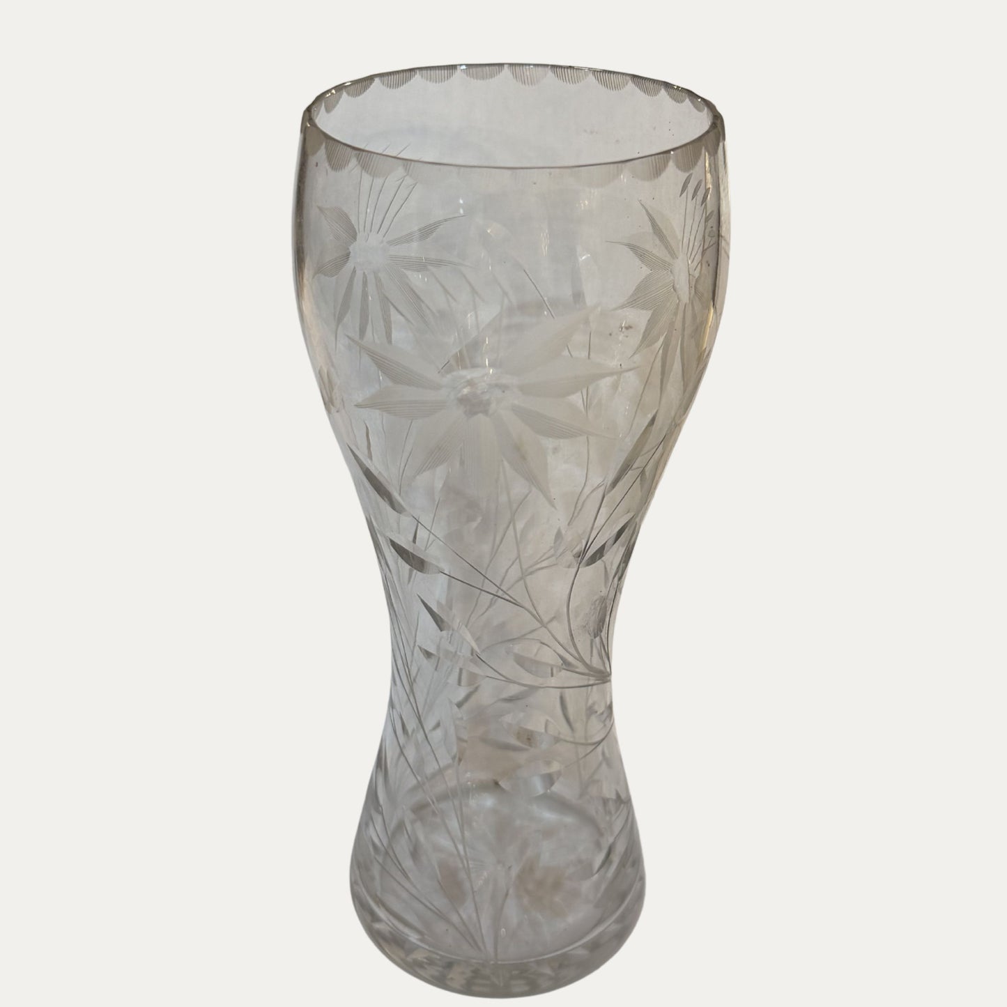 Vintage Etched Glass Vase