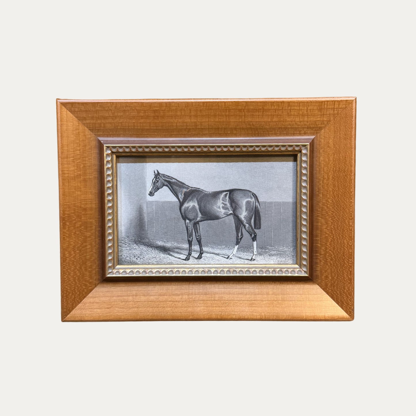 Antique 1869 Framed Horse Engravings in Spanish Molding