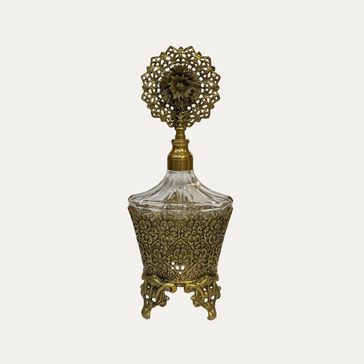Vintage 1950's Gilded Ormolu Perfume Bottle