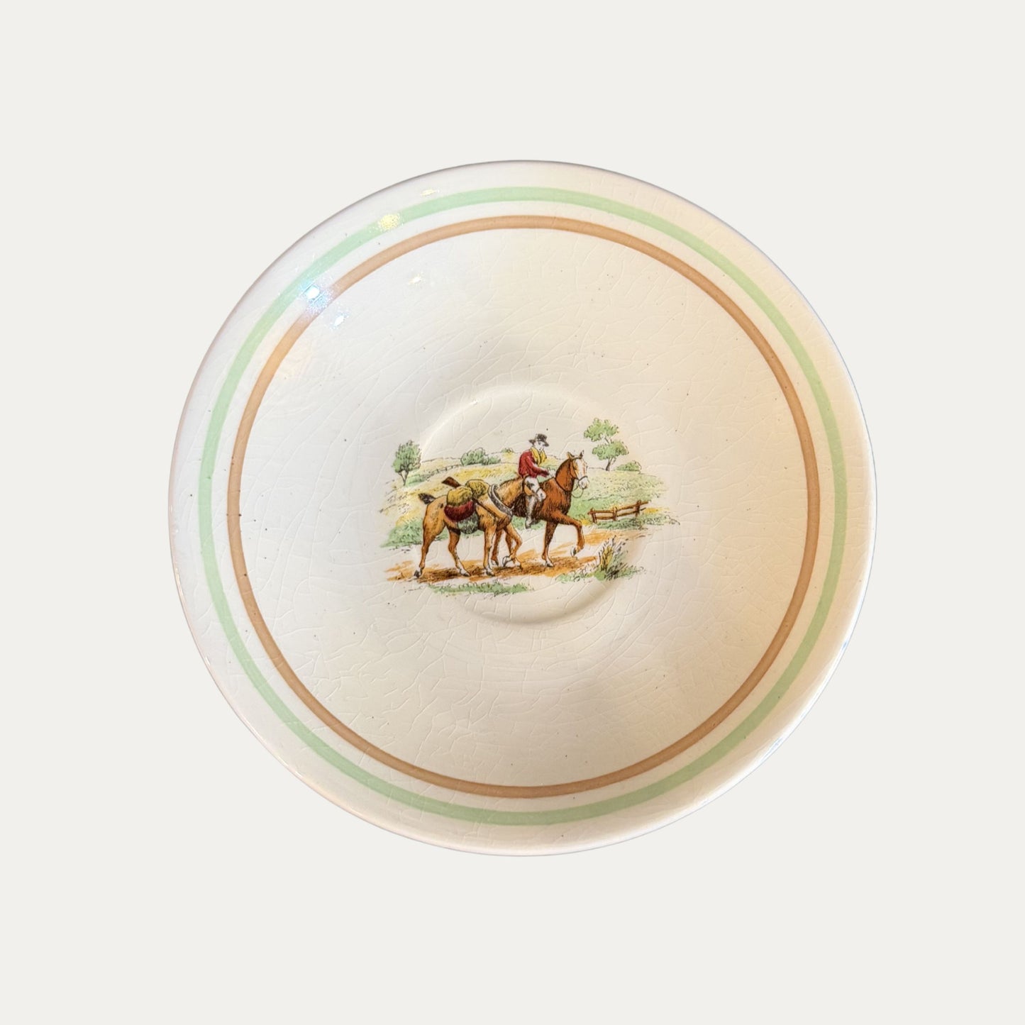 Antique Portland Pottery Cobridge Carriage Scene Dinnerware Set