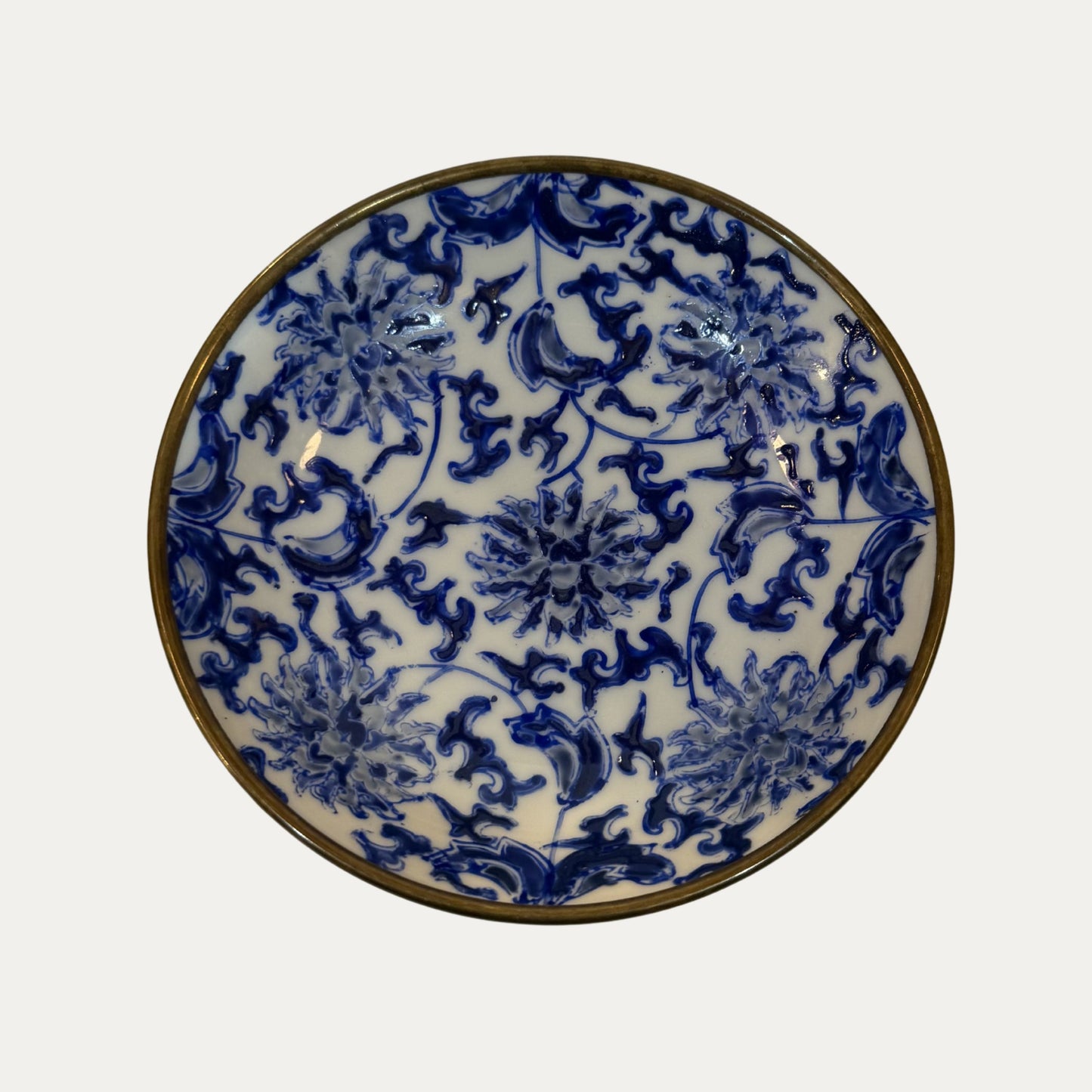 Brass/Porcelain Japanese Cabinet Plate