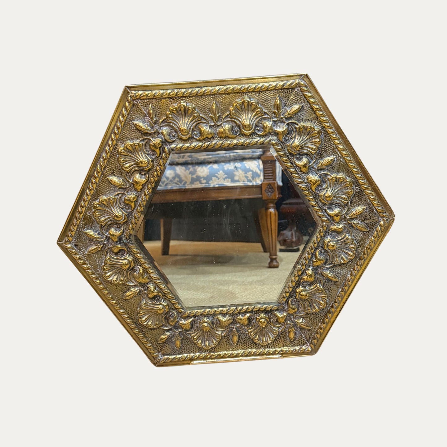 Victorian Brass Mirror Original Glass