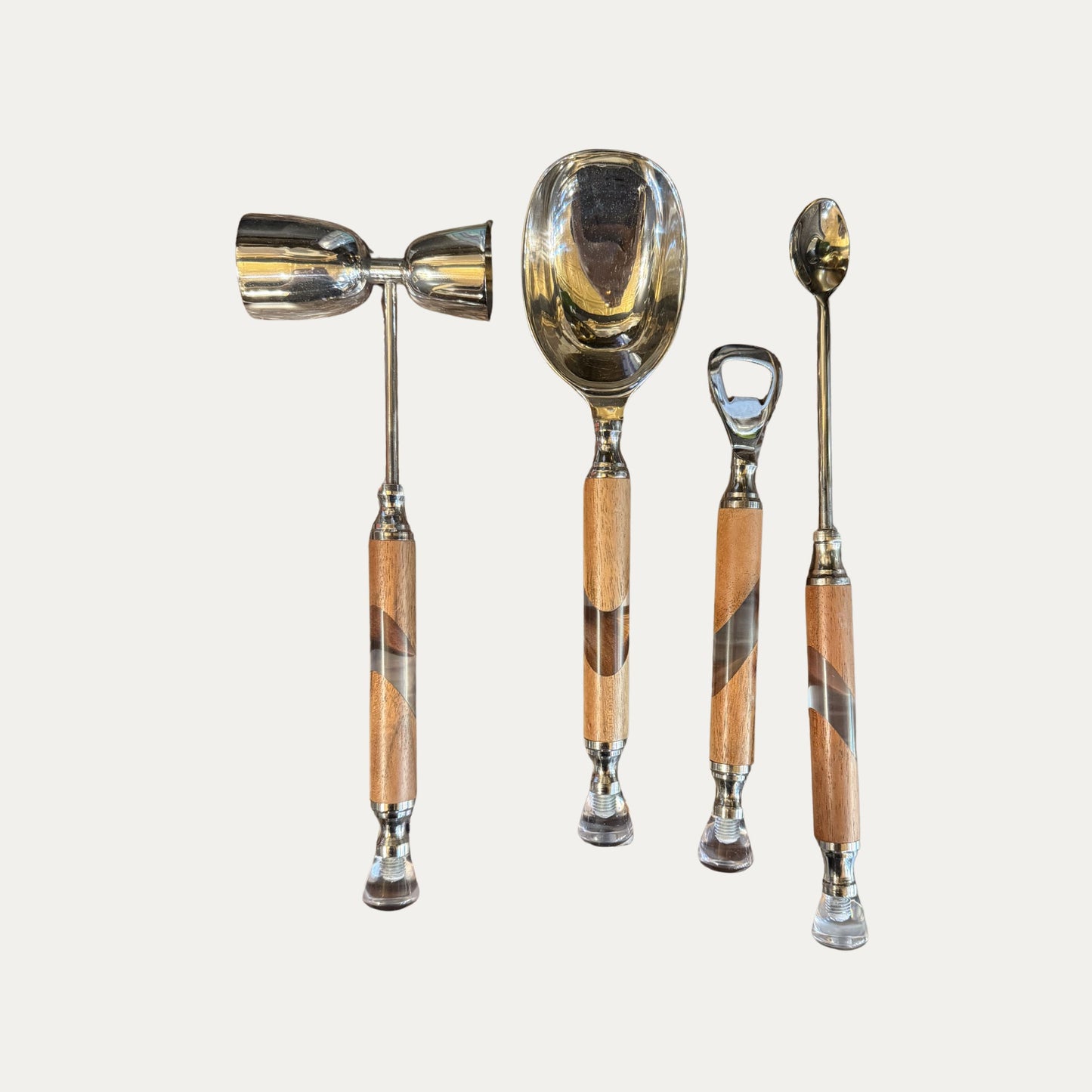 Olive Wood Barware Set of Four (4)
