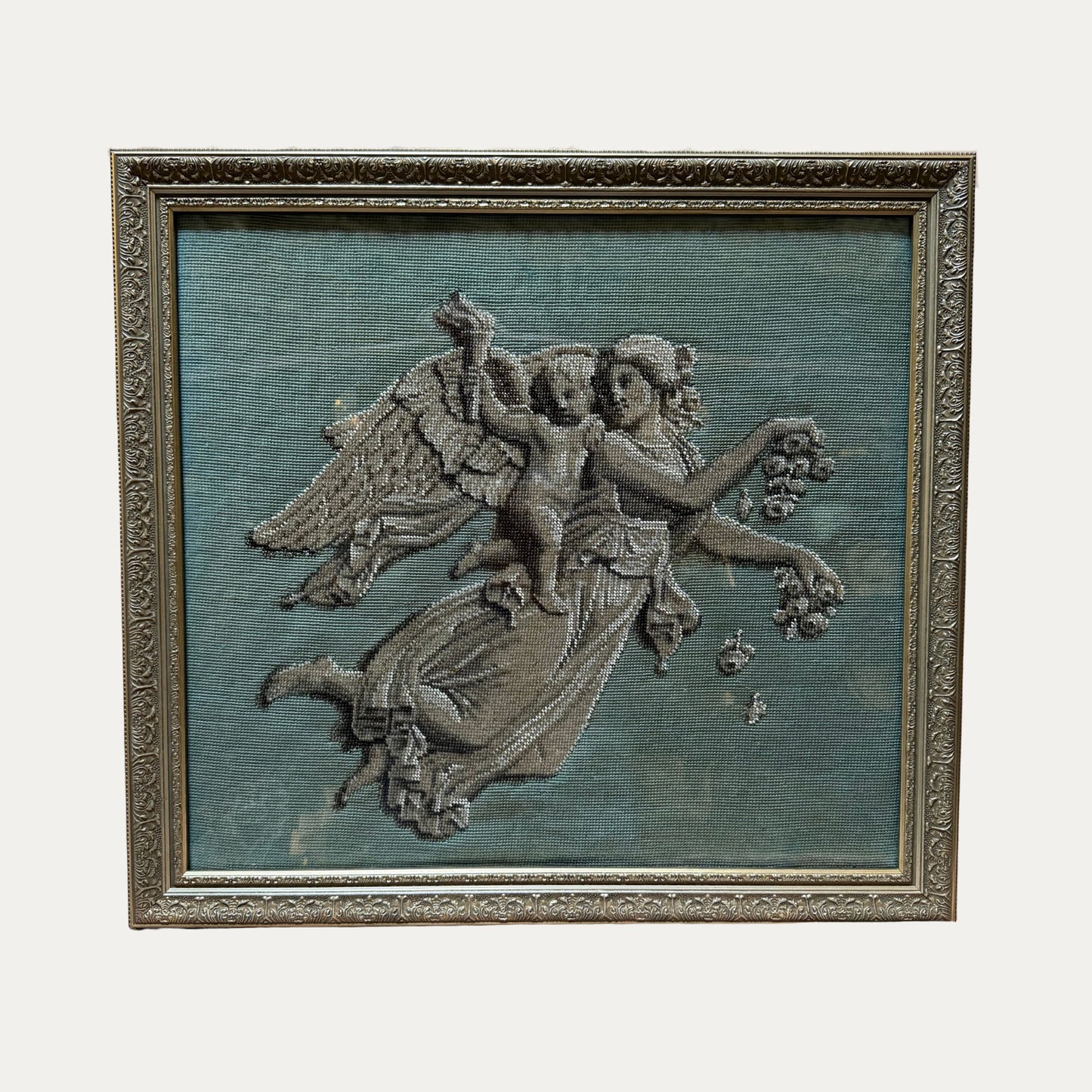 Antique 18th Century Hand Beaded Angel Embroidery
