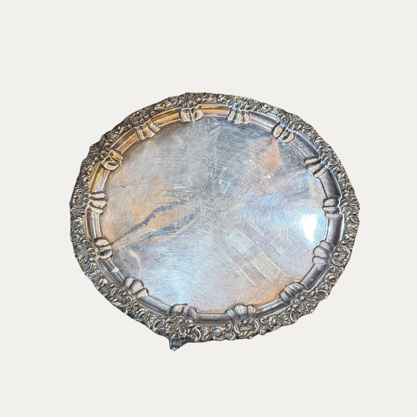 Antique Silver Rococo Crest Tray