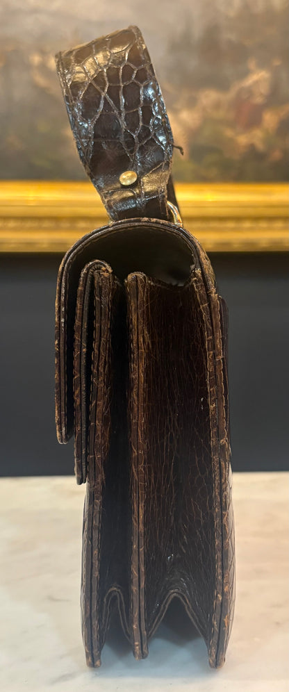 Vintage Brown Crocodile Handbag