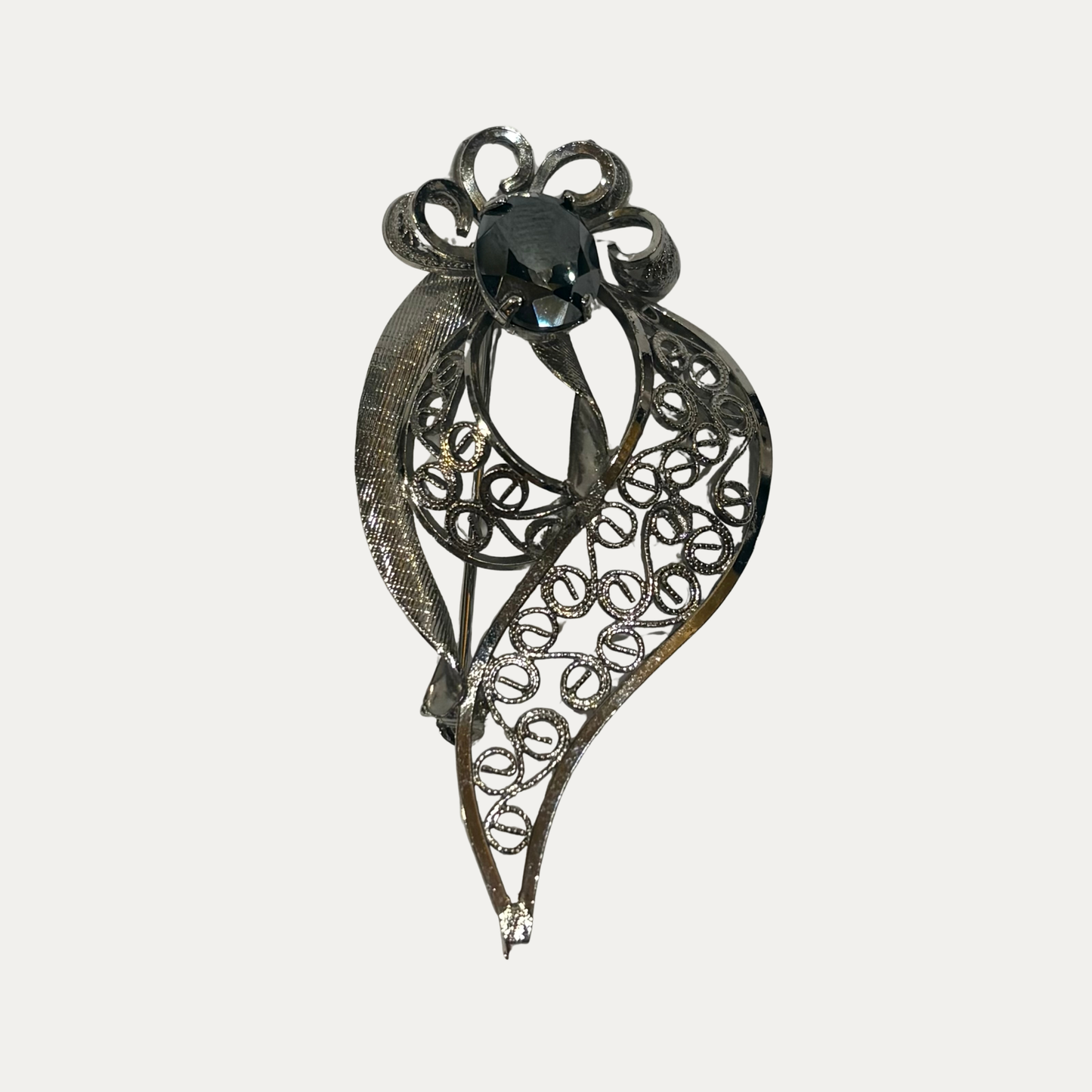 Vintage Sterling Silver Filigree Brooch