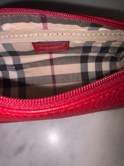 Burberry England Red Leather Pencil Case