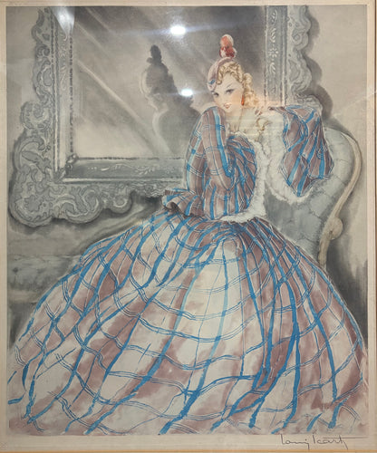 Original 1937 Etching By Louis Icart: "Girl In Crinoline"