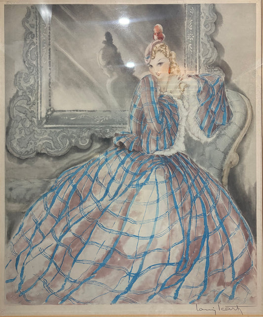 Original 1937 Etching By Louis Icart: "Girl In Crinoline"