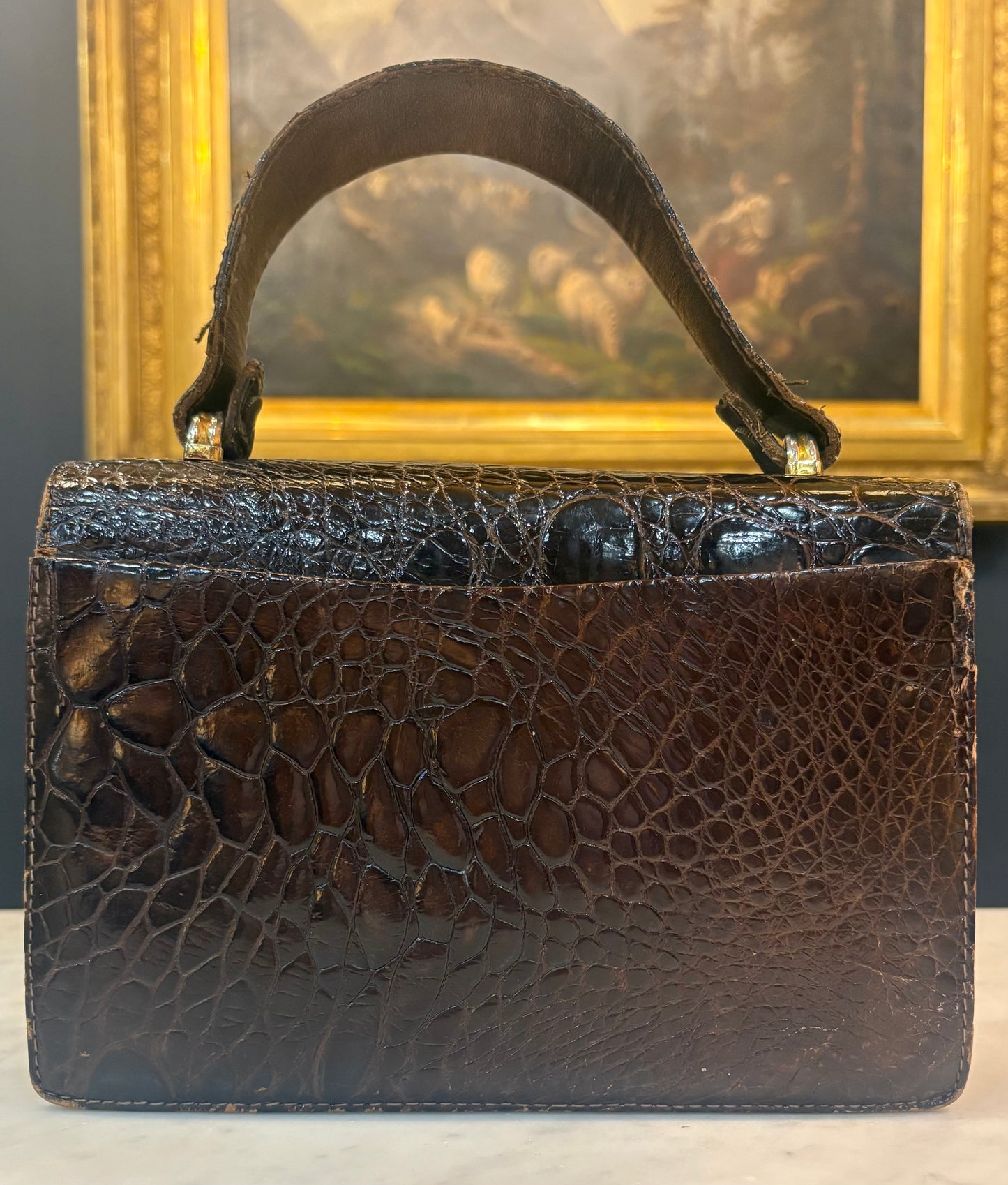 Vintage Brown Crocodile Handbag