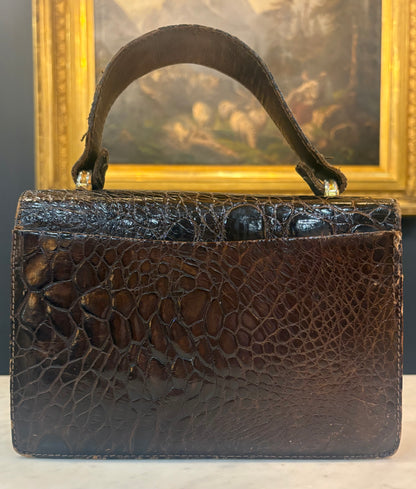 Vintage Brown Crocodile Handbag