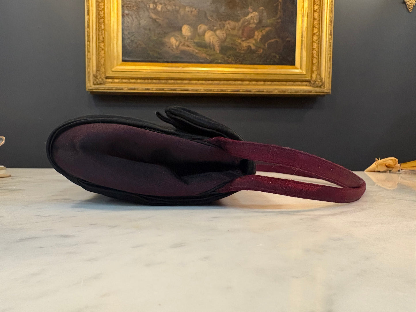 Vintage 1950s Black Silk Evening Bag