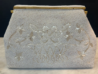 Vintage White Beaded Evening Bag