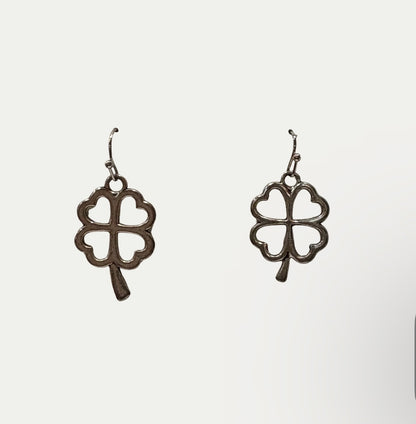 Vintage Sterling Silver Four Leaf Clover Earrings