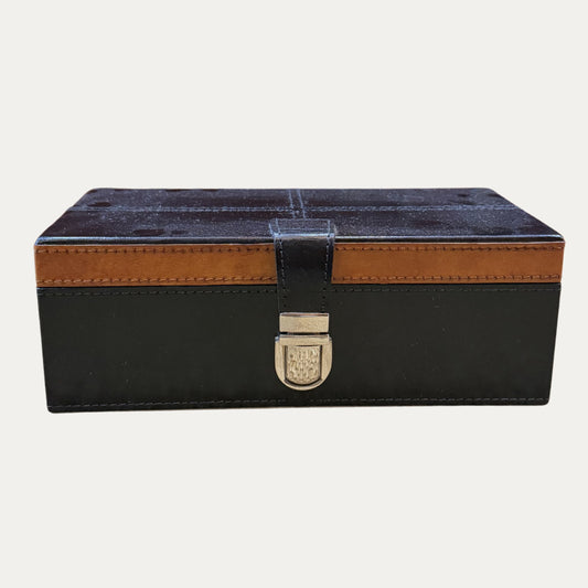 Black/Brown Two Tone Leather Box (medium)