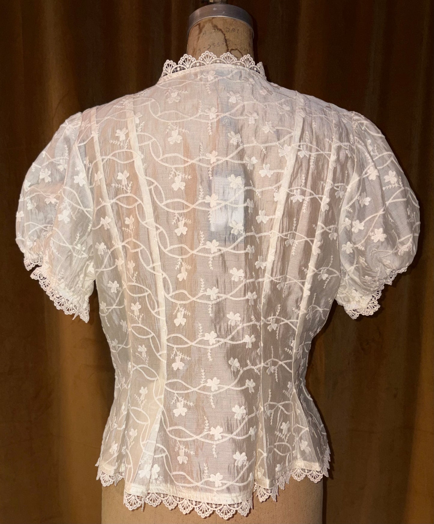 Adrianna Papell Cream Embroidered Blouse (Size M)