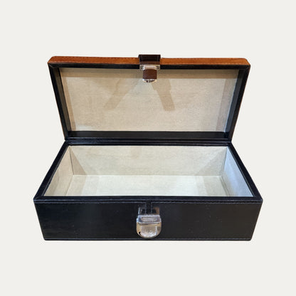 Black/Brown Two Tone Leather Box (medium)