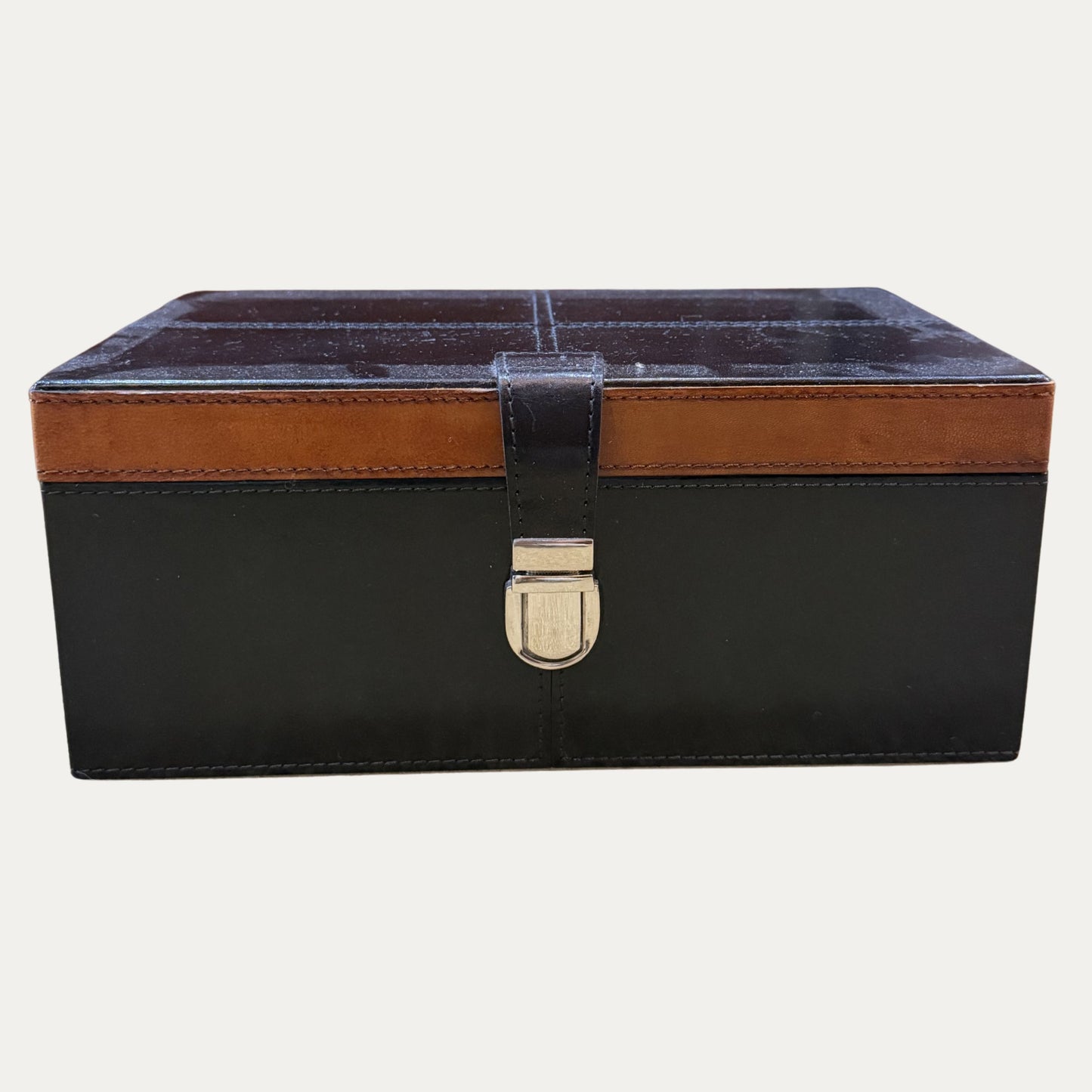 Black/Brown Two Tone Leather Box (large)