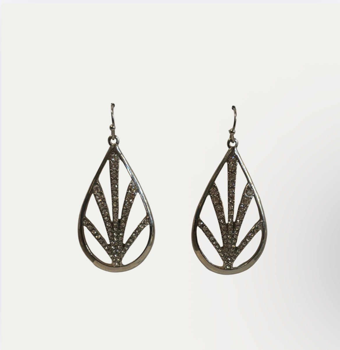 Vintage Teardrop And Rhinestone Earrings