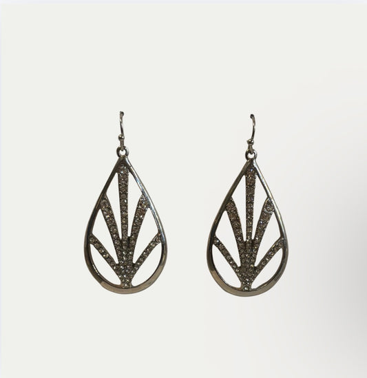 Vintage Teardrop And Rhinestone Earrings