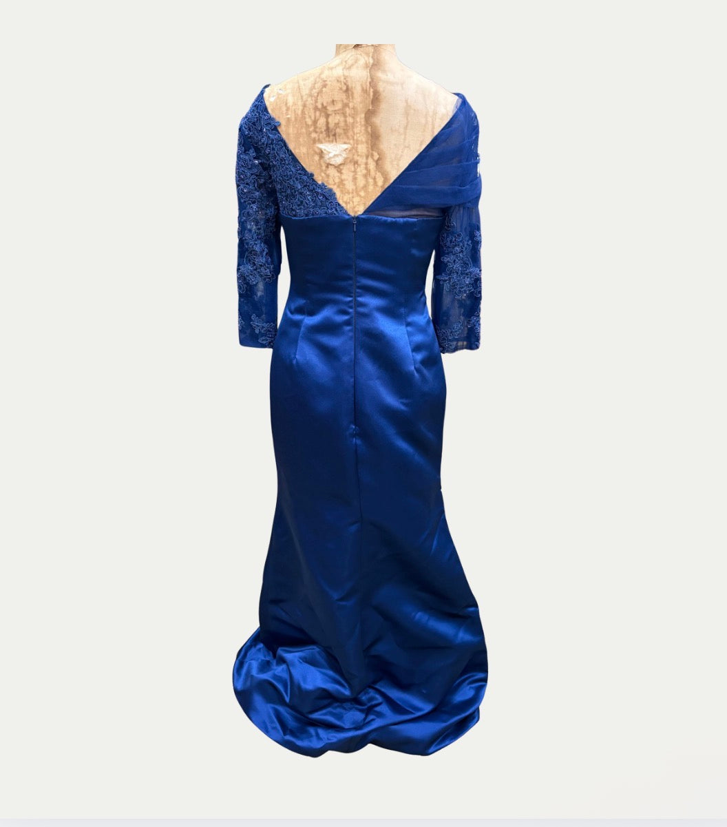 Luo Landi Blue Embroidered Evening Dress