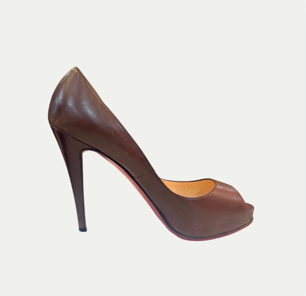 Christian Louboutin Very Prive Brown Leather Heels (Size 9)