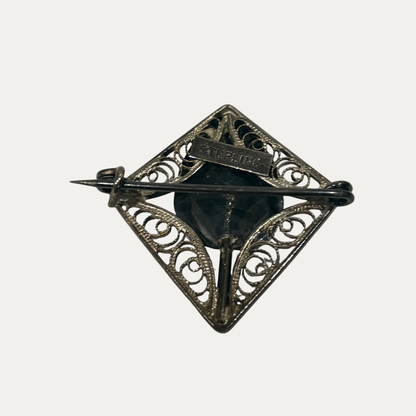Vintage Lily Sterling Silver Filigree Brooch