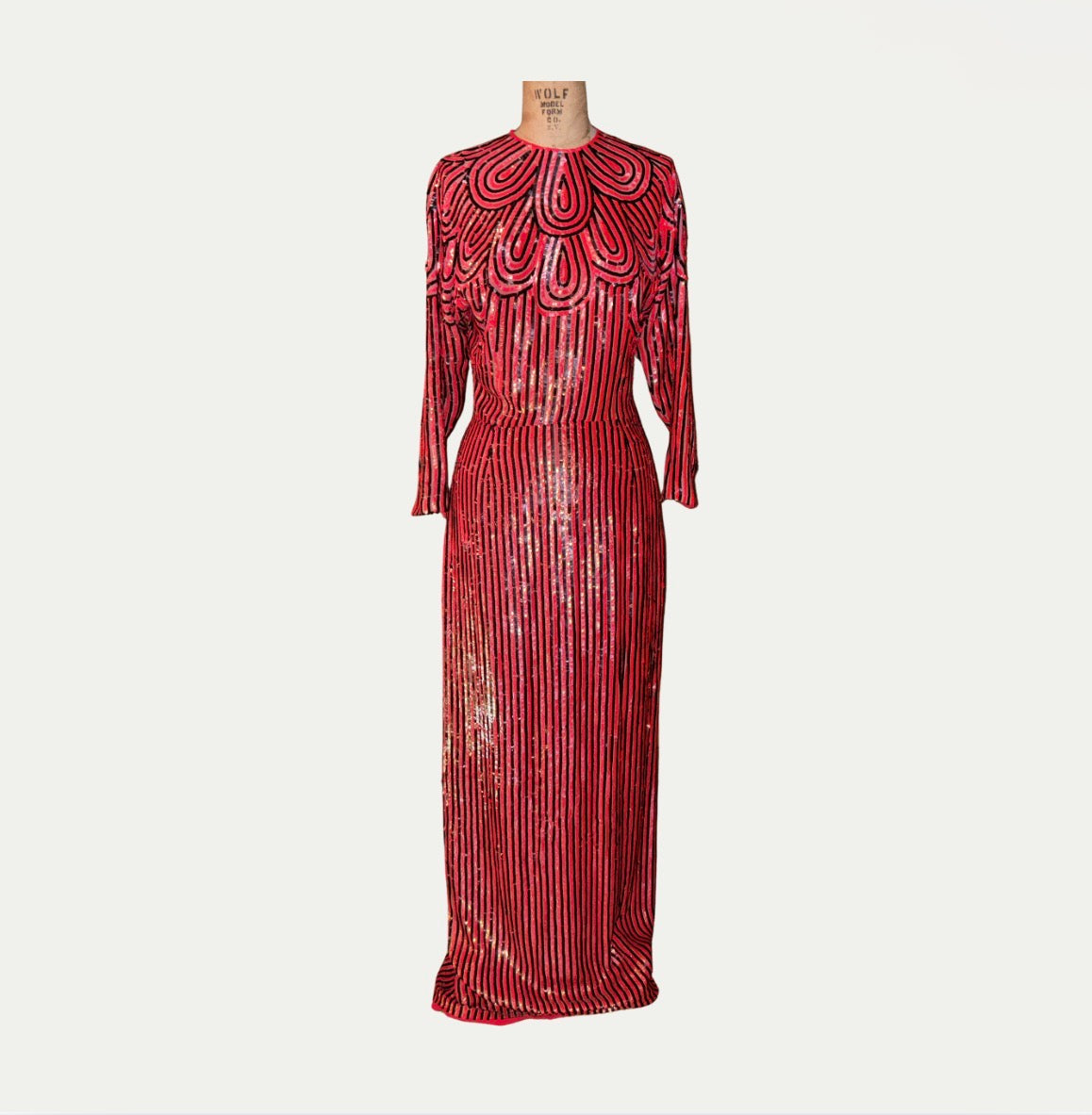 Vintage Akira Red Sequined Evening Dress (Size S)