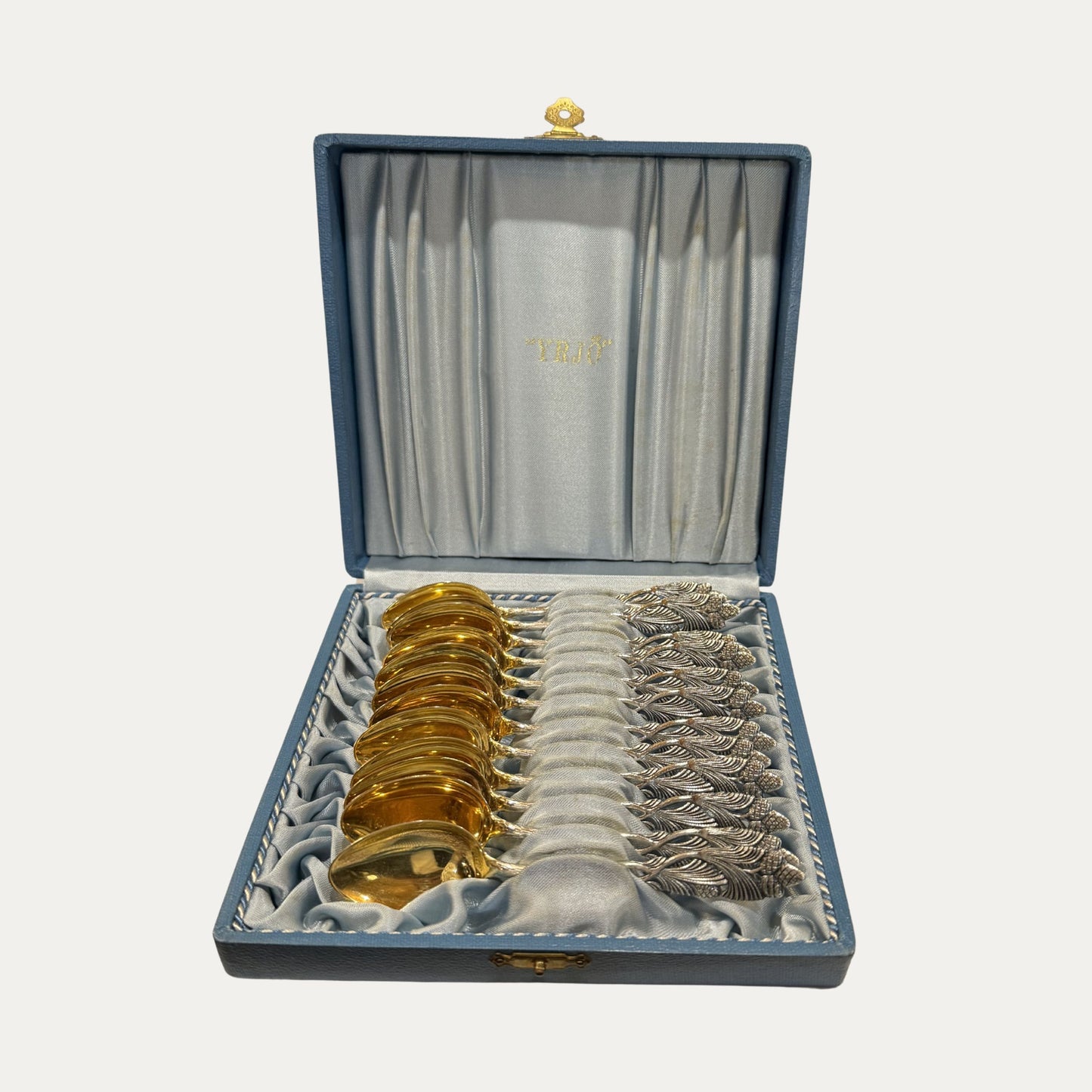 Vintage Set of Twelve (12) Demitasse Gilt Finnish Silver Spoons