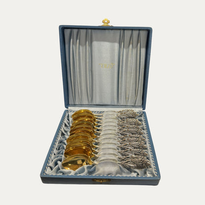 Vintage Set of Twelve (12) Demitasse Gilt Finnish Silver Spoons